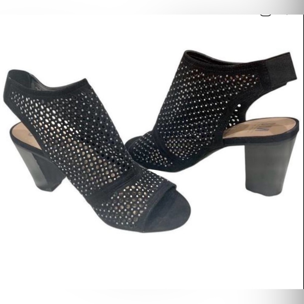 NEW! Black Slingback Peep Toe Heeled Sandal Sz 9.5